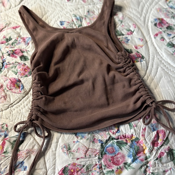 Zine Clothing Chocolate Ribbed Side-Tie Tank - Picture 7 of 7